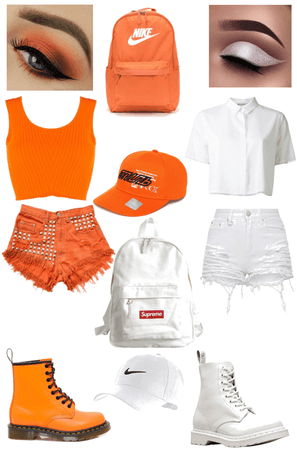orange and white shorts