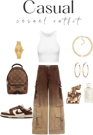 Casual Outfit - Brown and White