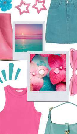Bright pink and vibrant turquoise