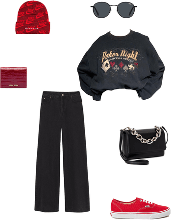 creepy cozy black and red fit
