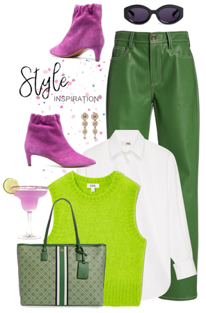 lime sweater vest outfit