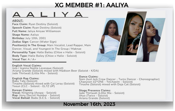 XG MEMBER #1: AALIYA