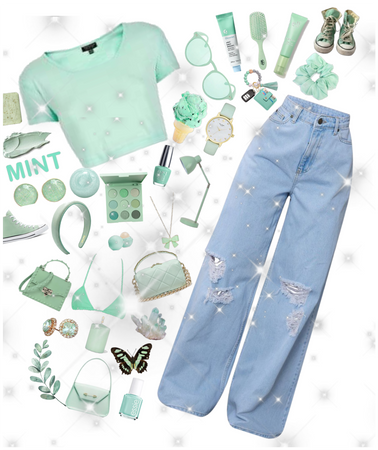 mint outfit <33