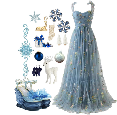 blue winter gown outfit