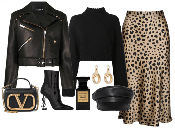 black/gold outfit