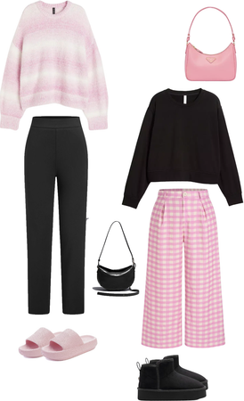 pink and dlack outfit