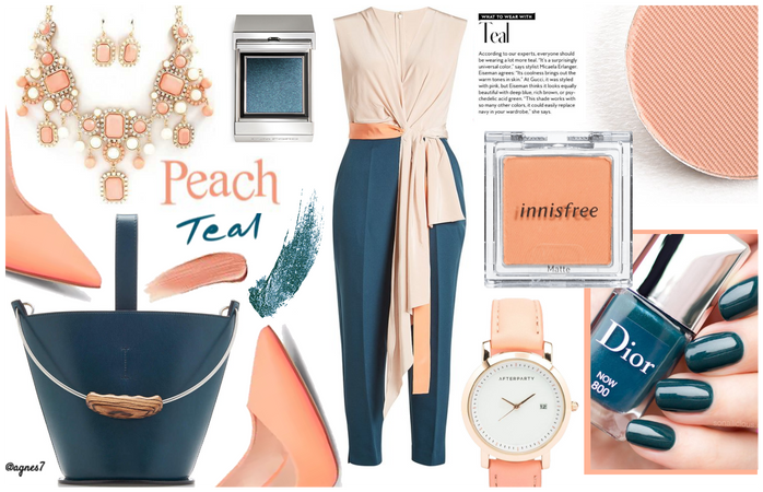 peach and teal