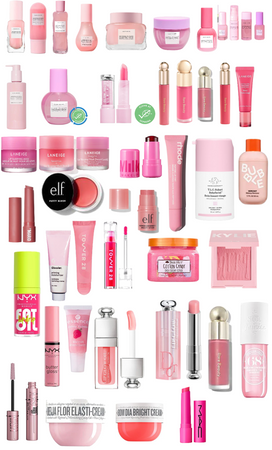 pink makeup + skincare