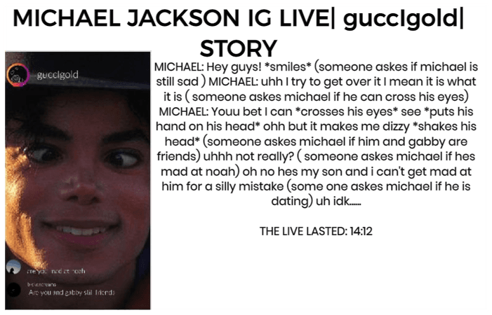 MICHAEL JACKSON IG LIVE| guccIgold | STORY