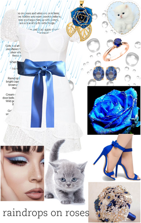white dress with blue sash