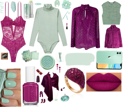 Magenta Purple and Mint Green Outfit