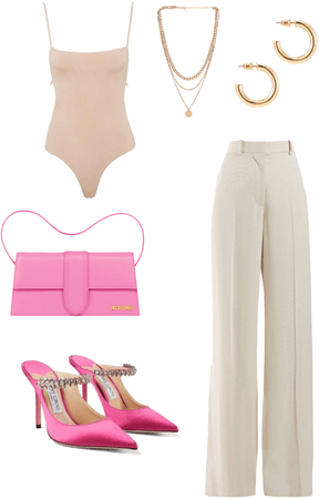 spring pink and nude outfit
