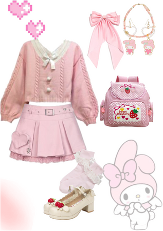 my melody cute outfit idea