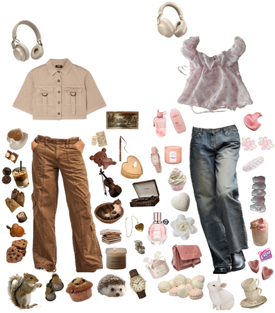 brown and pink aesthetic outfits