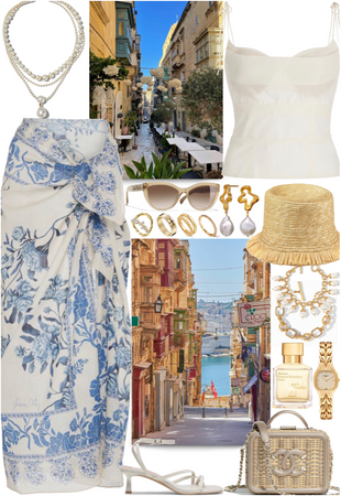 Elegant outfit for a vacation day at Valletta, Malta