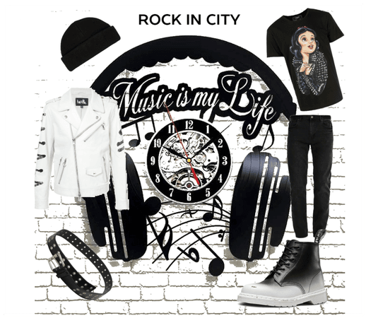 Rock in city