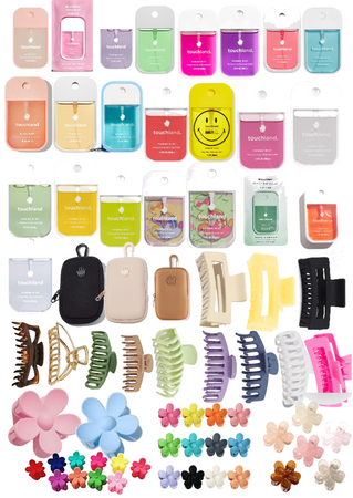 Touch, land, hand sanitizer, and claw clips