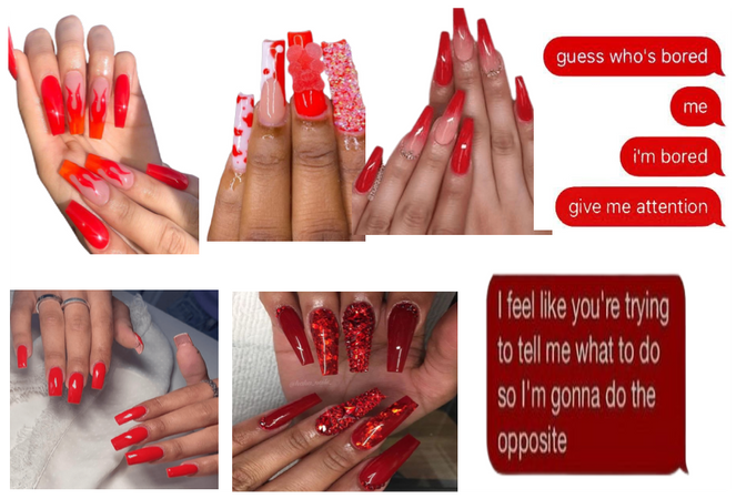 Red nails and Red text