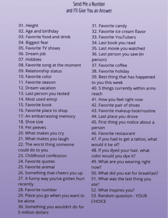 send me a number and I’ll answer