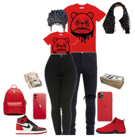 red nd black couple fit