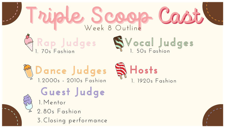 Triple Scoop Cast | Week 8 Outfit Outline