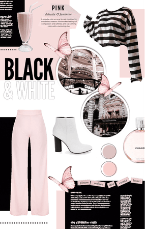 black & white & pink