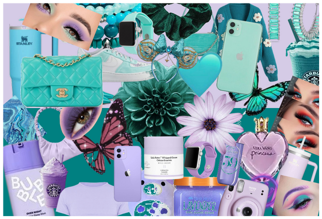 teal and purple