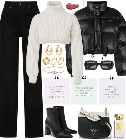 Cozy outfit with Black & white colors for winter