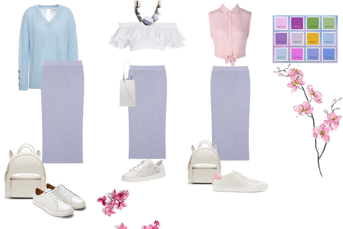 Lilac knit skirt styled