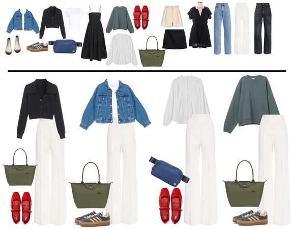 Travel capsule: White trousers in four looks