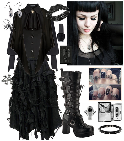 Goth outfit for the #skirtroulettechallenge