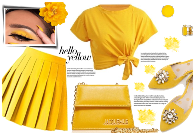 Yellow pleated skirt