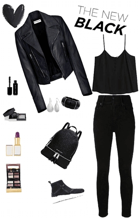 Outfit total Black campera cuero