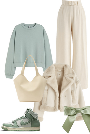 sage green and beige