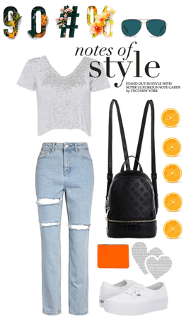 Casual outfit with pops of orange