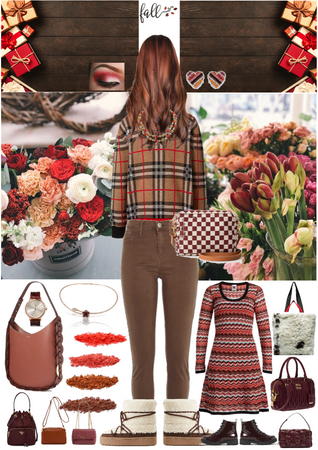 Brown, Red, and White Fall Outfit