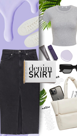 Denim skirt and t-shirt