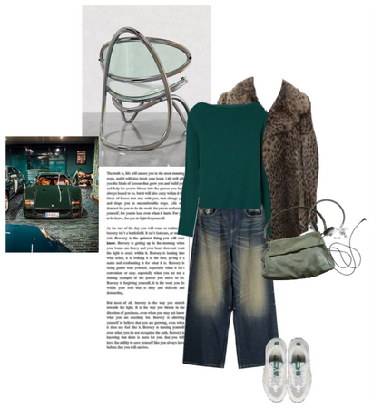 Spring forest green cashmere casual leopard look