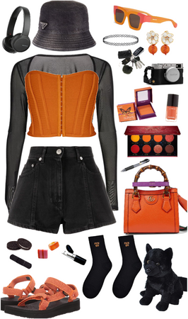black x orange street style 🧡🖤
