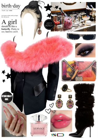 Birthday Girl (black&pink&fur&blazer)
