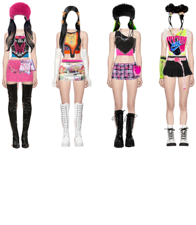 neon 4 member kpop stage outfit