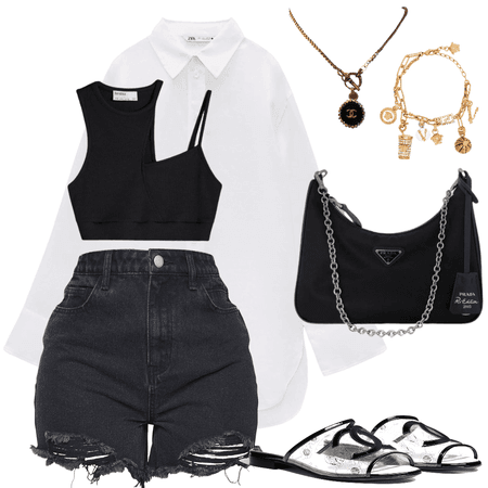black and white summer outfit 🖤🤍