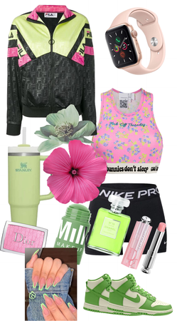 pink and green sports outfit