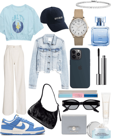 blue and cream simple mini outfit