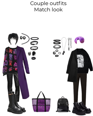 Couple outfits match look alternative rock, by g.o. 2023