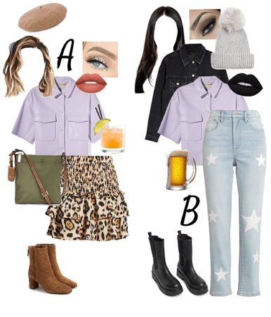 lavender pleather top styled 2 ways