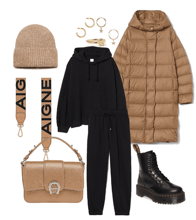 Black/beige outfit for running errands
