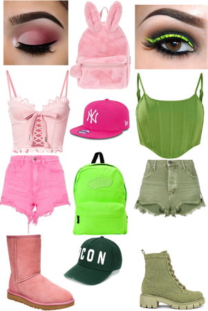 pink and green shorts