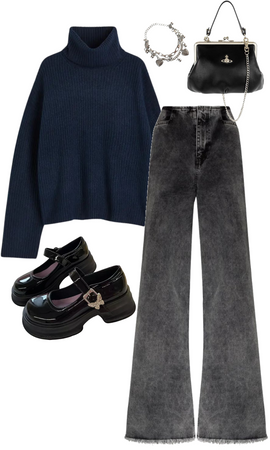 blue and black winter outfit