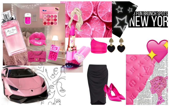 Black and pink mood/fashion board!🩷🖤